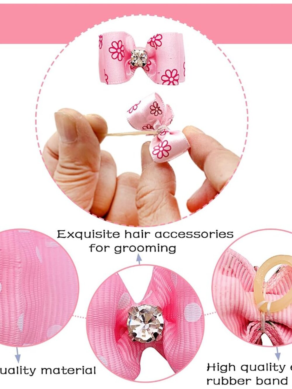 Mixed Styles Pet Cat Puppy Topknot Small Dog Hair Bows with Rubber Bands Groomin - Picture 4 of 8